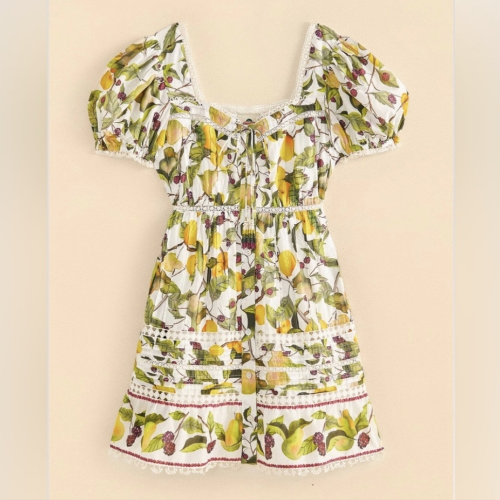 FARM RIO Off-White Fruit Orchard Mini Dress Sz L